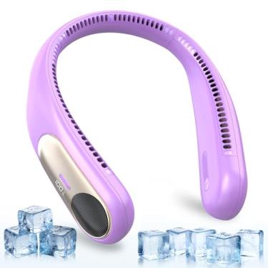 Imagem de Ventilador de pescoço portátil, ventilador pessoal vestível sem lâminas, tela de LED, 4 velocidades, 6000 mAh recarregável USB, vento de resfriamento forte de 360°, mãos livres, longa duração