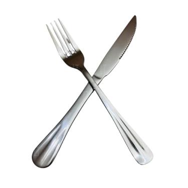 Imagem de Jogo de Talheres de Mesa para Restaurantes em Inox Prateado (Euro - Prata, 24pçs - Garfo e Faca)