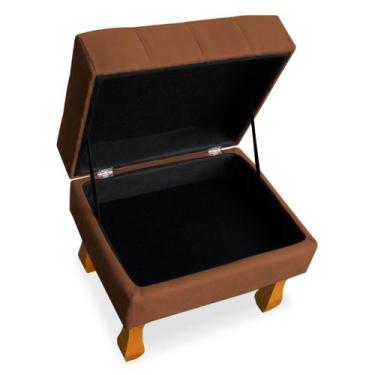 Imagem de Puff decorativo retrô baú 60cm suede - SRJ IMÓVEIS, TERRACOTA