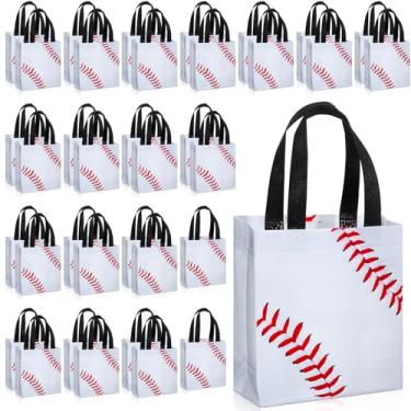 Imagem de Wovnet 36 peças de sacos de lembrancinha de festa esportiva com alças não tecidas futebol beisebol, futebol, basquete, guloseimas para presente a granel para suprimentos de festa de aniversário de