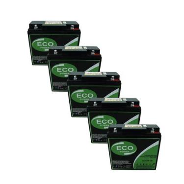 Imagem de Kit 5 Baterias Estacionárias Ciclo Profundo 12V 24Ah - Eco Power