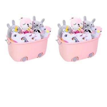 Imagem de Kit Organizadores Brinquedos, Lego E Pelúcia Cor Rosa P E M