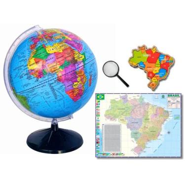 Imagem de Globo Terrestre Politico + Mapa do Brasil Gigante + Quebra Cabeça Regi
