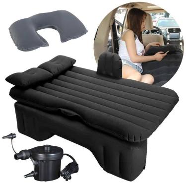 Imagem de Colchão Cama Inflável Para Carro Com Bomba Elétrica E Almofada De Pescoço Vg Plus Preto