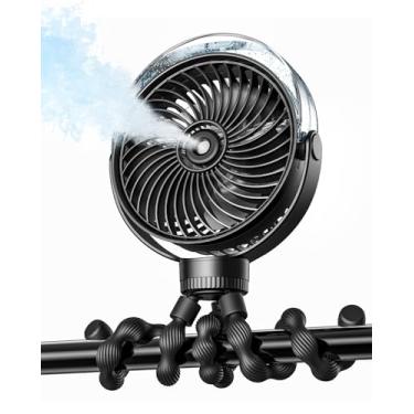 Imagem de SWEETFULL Ventilador De Carrinho Bebê Com Nebulização, Portátil Para Bebês Resfriamento Por Spray, 4 Velocidades, Ventiladores Recarregáveis Silenciosos Viagens, Ao Ar Livre, Golfe, Cadeirinha Carro