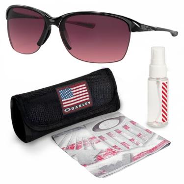 Imagem de OAKLEY Óculos de sol UNSTOPPABLE OO9191 com kit oficial de óculos, Armação preta polida | Lente polarizada gradiente rosa, 65 mm