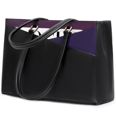 Imagem de Bolsa feminina para notebook LOVEVOOK, bolsa de ombro para notebook de 15,6 polegadas, preto/roxo/azul