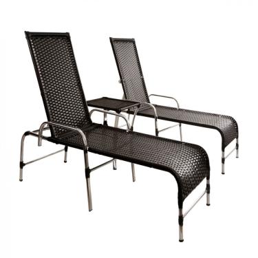 Imagem de 2 Espreguiçadeiras e Mesa Catar em Alumínio Para Piscina, Praia, Edícula e Varanda - Trama