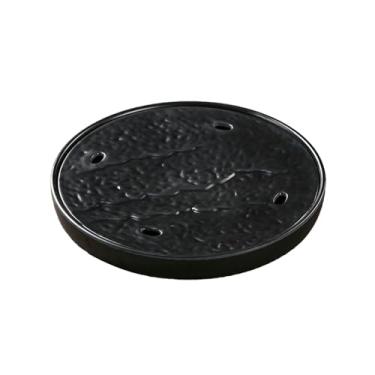 Imagem de Bandeja de gelo seco circular criativa de imitação minimalista de cor esmaltada estilo nórdico - 36 cm [versão preta]