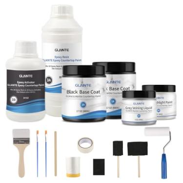 Imagem de GLAINTE Kit de pintura de bancada de mármore para banheiro e cozinha, preto