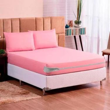 Imagem de Protetor de colchão Clamatex Queen com zíper malha, Rosa