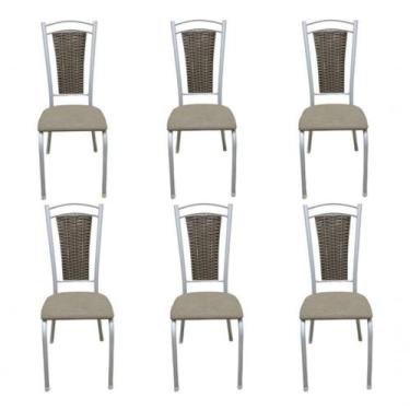 Imagem de Kit 6 Cadeiras Branca Cozinha Aço Tubolar Confortável Jantar - WJ MÓVE