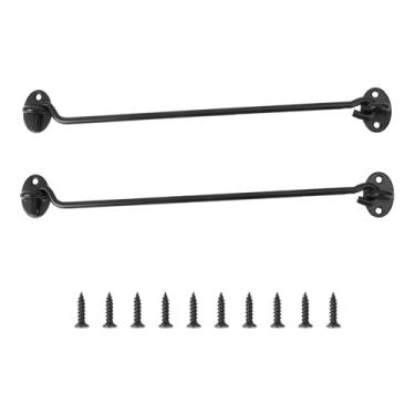 Imagem de Doitool, 2 peças, gancho de 30,48 cm e trava para os olhos, preto, resistente, sólido, de aço inoxidável, trava para grades de madeira ou portões de metal, trava de segurança para porta de celeiro, fechadura para porta de celeiro, janela (30,48 cm, preto)