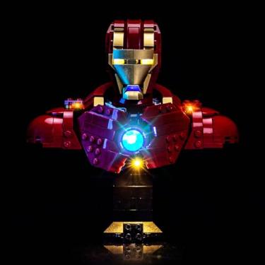 Imagem de BrickBling Luz LED compatível com Lego Iron Man MK4 Busto, kit de iluminação criativa compatível com Lego 76327 - não vem com modelo (versão RC Light)