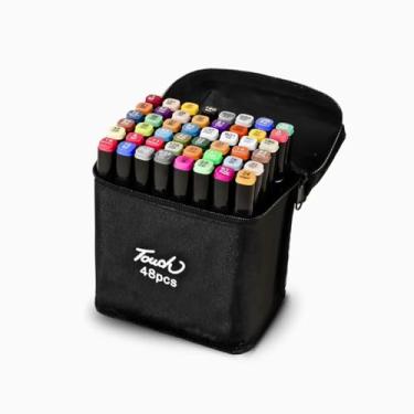 Imagem de Conjunto De Canetas Touch Marcador Permanente Ponta Dupla 48 Cores Canetinhas para Pintar se Dibertir e Relaxar - KIT 48 CORES