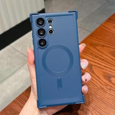 Imagem de YOGISU Capa de silicone luxuosa para lente S24Fe com capa magnética para carregamento sem fio (para S24Fe/Azul)