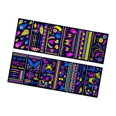 Imagem de ChuYiElegance 12 Peças de Tatuagens Que Brilham No Escuro, Acessórios de Luz Negra Reativa, Adesivos, Tatuagens Temporárias para Raves, Style B