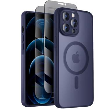 Imagem de Symcele Capa projetada para iPhone 12 Pro Max, compatível com MagSafe, com protetores de tela de privacidade X2, [proteção da câmera] [proteção contra quedas militares] capa de telefone à prova de