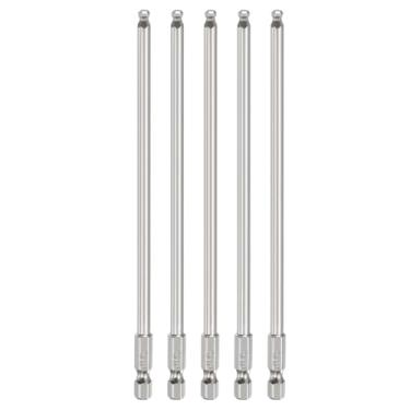 Imagem de HARFINGTON 5 peças de chave de fenda sextavada de ponta esférica H4 (4 mm) cabeça 1/10.2 cm haste sextavada 150 mm (6") de comprimento magnético S2 aço métrico chave de fenda chave de broca soquete