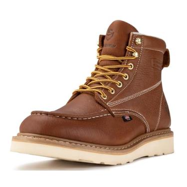Imagem de SUREWAY Botas De Trabalho Masculinas 6" Com Biqueira Cunha E Bico Fino - Aço, Couro Premium Grão Integral, Botas/Sapatos Segurança, Palmilha Confortável, Excelente Resistência A Óleo/Derrapante, Goo