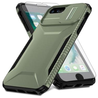 Imagem de Asuwish Capa de telefone para iPhone 6plus 6splus 7plus 8plus i 6/6s/7/8 Plus com protetor de tela e capa de câmera deslizante resistente iPhone6splus i Phone7s 7s 7+ 8s 8+ Phones8 6+ i6 6s+ Men Army