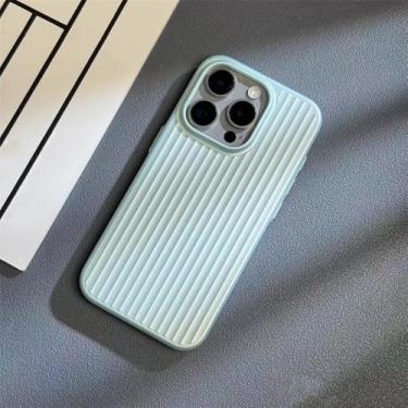 Imagem de Capa de celular corrugada galvanizada avançada para iPhone 16, 15, 14, 13 Pro Max Plus, capa traseira rígida de titânio natural de luxo, azul-celeste, para iPhone 14 Pro
