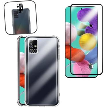 Imagem de Kit Capinha Antishock Transparente + Película de Vidro 3D + Lente Câmera para Galaxy A51