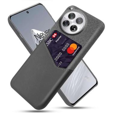 Imagem de Capa para Oneplus 12,Tela e tampa de couro PU,Antideslizante,360°cobertura completa à prova de choque com 1 slot de cartão atrás,Prevenção de queda-Gray
