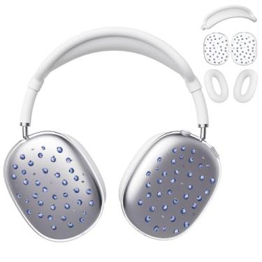 Imagem de BlHMCASE Capa de fone de ouvido para AirPods Max, lindas capas transparentes de mirtilo, capa de silicone branco para fones de ouvido para Apple AirPods Max