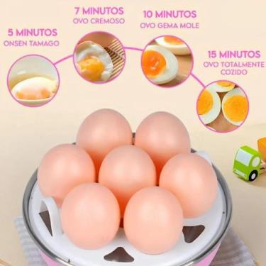 Imagem de Maquina de Cozinhar Ovos Elétrica Egg Poacher, Azul claro, 220V