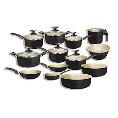 Imagem de Conjunto Panelas 13 Peças Teflon Antiaderente (Preto e Bege)