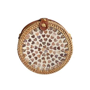 Imagem de SHAREYOIU Bolsas vintage feitas à mão, feitas à mão, com ombros de vime, natural, chique, à mão, estilo tropical de praia com, Amor