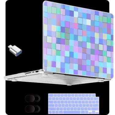 Imagem de MEEgoodo Capa transparente para MacBook Pro 35.6 cm 2024 2023 2021, capa transparente para modelos A3112/A3401/A3185/A2918/A2992/A2779/A2442 M3 M2 M1 Pro/Max, mosaico azul claro