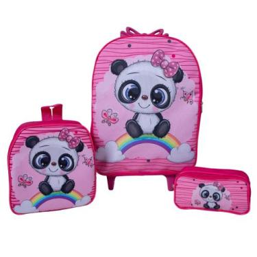 Imagem de Kit mochila escolar com carrinho Panda Baby - DB