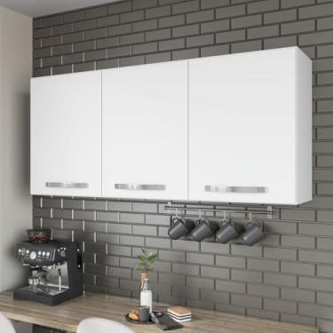 Imagem de Armário Aéreo 1,20m 3 Portas Com Divisória, Cozinha, Multiuso Suspenso (Branco)