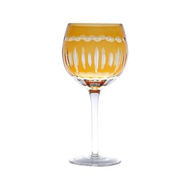 Imagem de Conjunto 6 Taças para Vinho de Vidro Lapidadas Elegance Lyor Âmbar 370Ml
