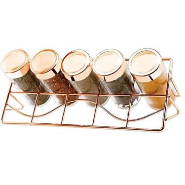 Imagem de Porta Condimentos 5 Potes de Vidro Rose Gold Wellmix WX4305