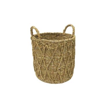 Imagem de Cesto em Seagrass Fibra Natural Trançado com Alças Caubi 25cm - Jolitex
