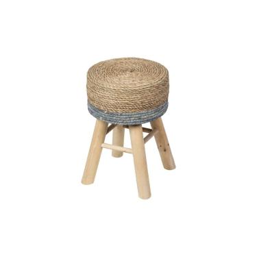 Imagem de Puff Phi em Fibra Natural com Base Madeira Natural