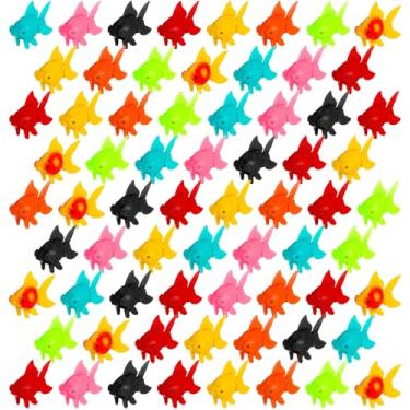 Imagem de Sratte 60 peças de plástico falso peixe dourado artificial flutuante em movimento realista enfeites de peixe dourado para aquário de tanques (multicolorido)