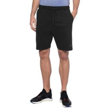 Imagem de Bermuda Calvin Klein Jeans Moletom Masculina Dark RE Issue Preta-Masculino