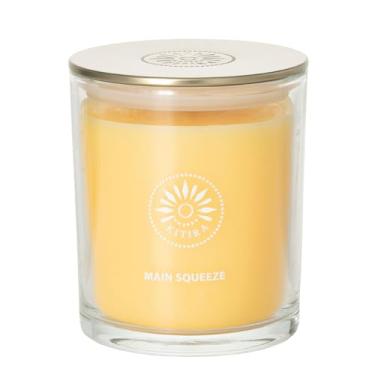 Imagem de Vela perfumada Sullvans Vance Kitira com pavio único | Tempo de queima de 60 horas, aroma de caqui e pêssego de 290 g | Vela de vidro aromática amarela de compressão principal para decoração de casa e