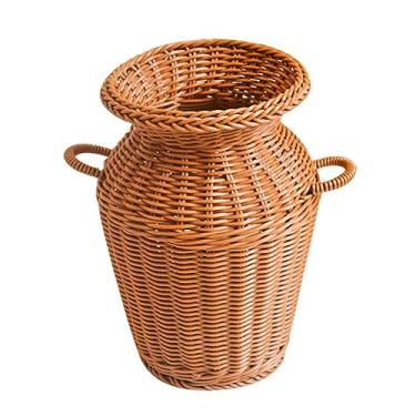 Imagem de 1pc Creative Light Brown Rattan Flower Container Sturdy Woven Flower Basket for Home Decor Office and Events Decorative Holder