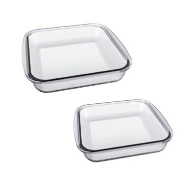 Imagem de Travessa de Vidro Jogo Assadeira Quadrada Vidro Marine 2 PeçAs