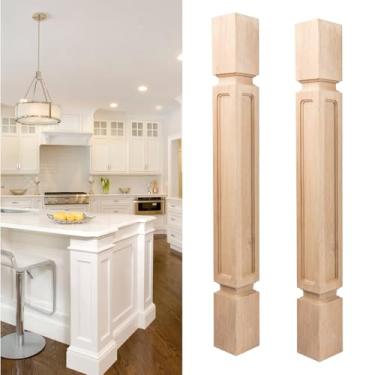 Imagem de Btowin Colunas de armário de 99 cm A 8,5 cm L 8,5 cm L, 8,5 cm D, 2 peças de pernas de substituição de madeira de seringueira quadrada inacabada para mesa de jantar grande e mesa de cozinha