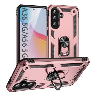 Imagem de Korecase Capa para Samsung A56 5G e capa de telefone A36 5G para mulher, proteção à prova de quedas de nível militar com anel de suporte, capa à prova de choque para Samsung A36 e A56 5G ouro rosa