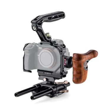 Imagem de Tilta Kit Pro de gaiola de câmera compatível com Sony A1 II e A9 III – Preto | Alça superior Xeno, alça lateral de madeira, placa de base ajustável de 15 mm, braçadeira HDMI | Equipamento de vídeo