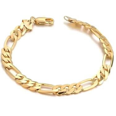 Imagem de Pulseira Grumet 3x1 Masculina 8mm 20cm Banhada a Ouro 18k Banho Triplo Italiano Exclusivo Luxo Premium