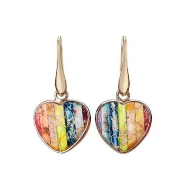 Imagem de Cape Diablo Brincos Artesanais De Folha Jaspe - Pingentes Pedra Preciosa Imperial 4,5 A 5 Cm, Joia Artesanal Com Aterramento E Cura (Coração Chakra)