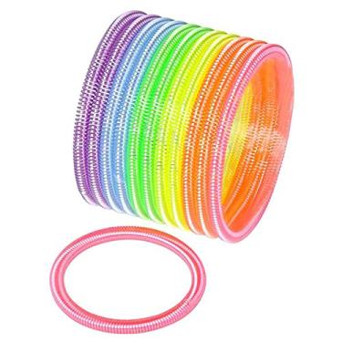 Imagem de The Dreidel Company Pulseira de mola de neon, bobinas em forma de círculo de 10 cm, brinquedo mágico de primavera de cores neon, lembrancinha de festa para crianças, meninas e meninos, plástico